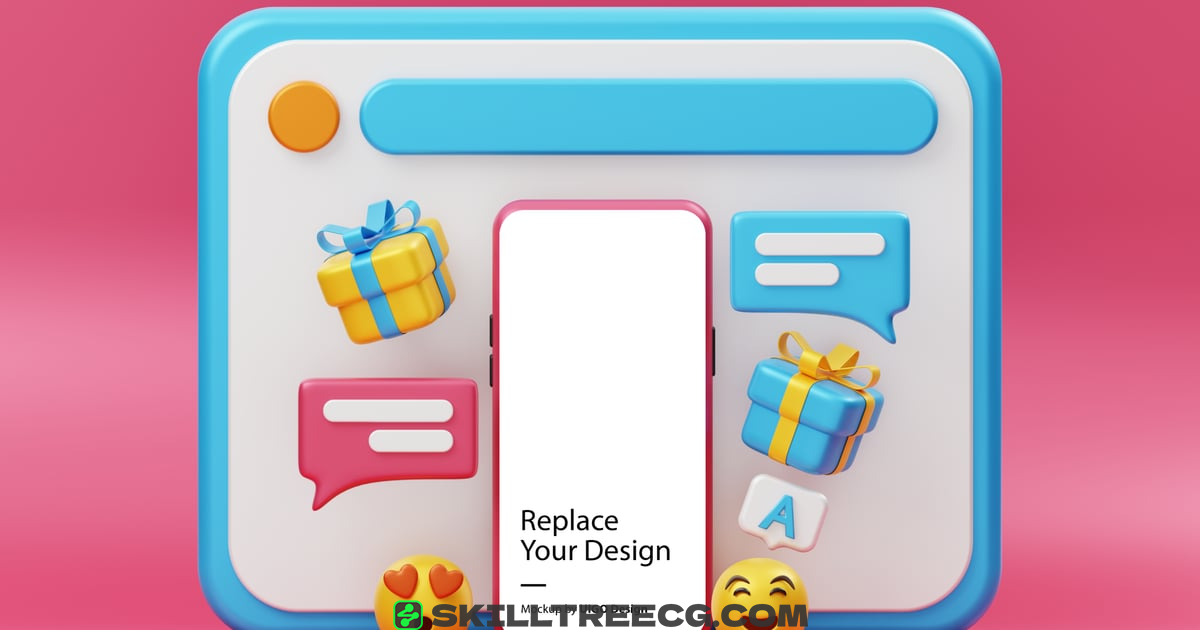 Mockup Smartphone Device 3D Fun Background（603496）-技能树